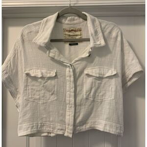 Cartonnier Anthropologie 100%Cotton Cropped Top Jacket Size Small Oversized